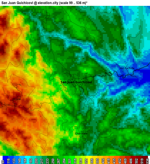 San Juan Guichicovi elevation map