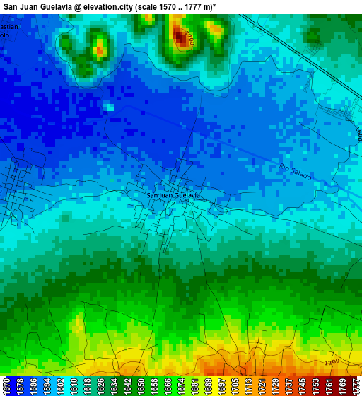 San Juan Guelavía elevation map