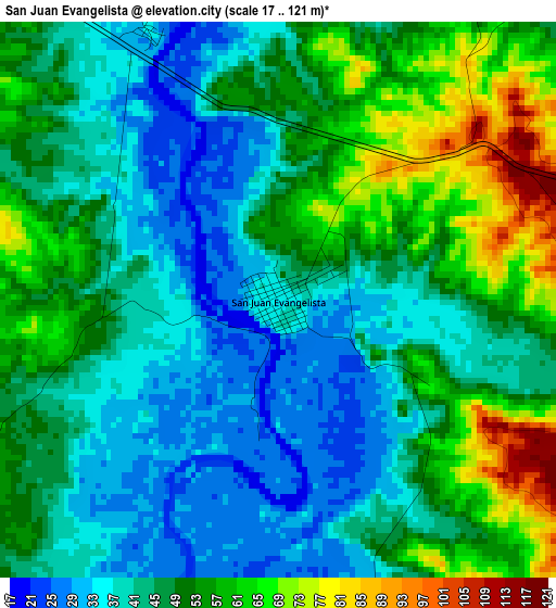 San Juan Evangelista elevation map