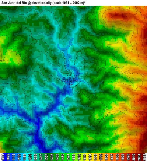 San Juan del Río elevation map