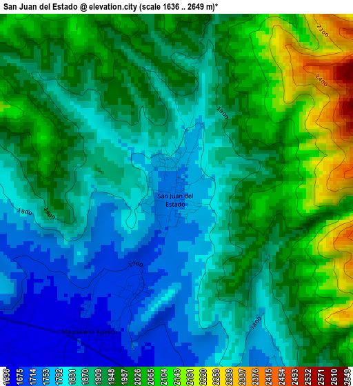 San Juan del Estado elevation map