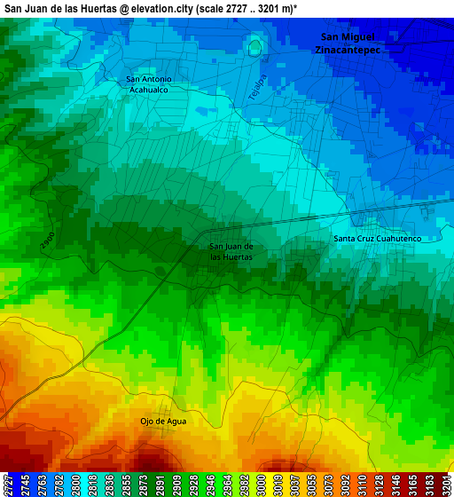 San Juan de las Huertas elevation map