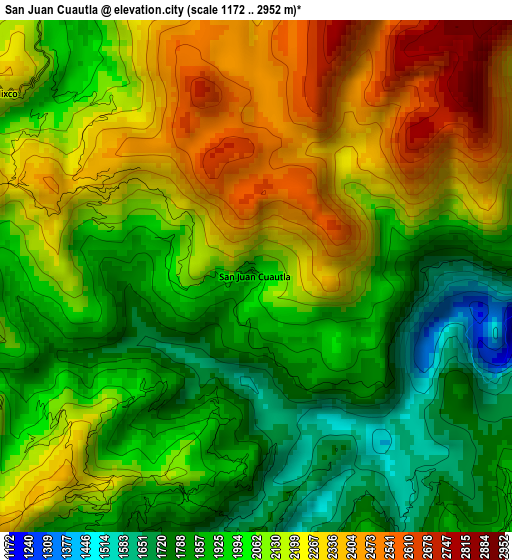 San Juan Cuautla elevation map