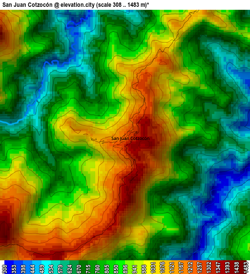 San Juan Cotzocón elevation map