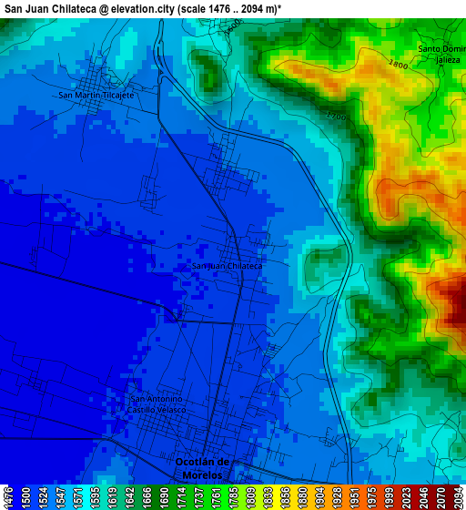 San Juan Chilateca elevation map