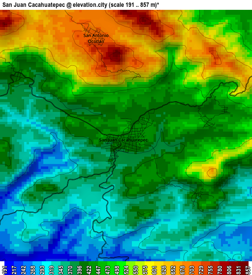 San Juan Cacahuatepec elevation map