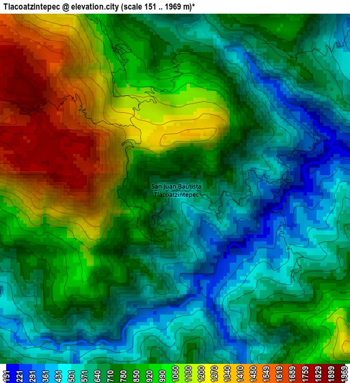 Tlacoatzintepec elevation map