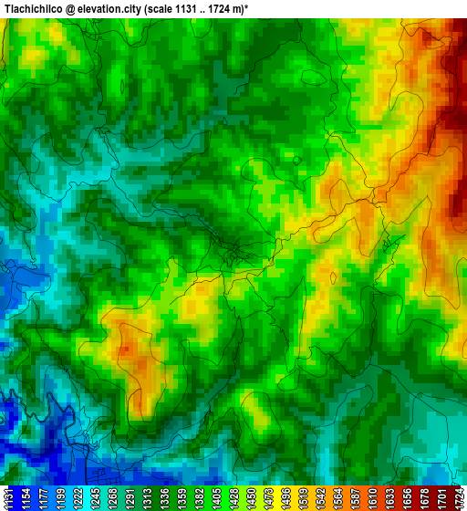 Tlachichilco elevation map