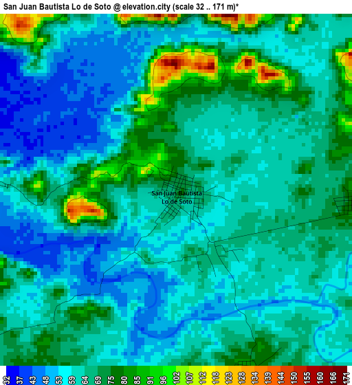 San Juan Bautista Lo de Soto elevation map