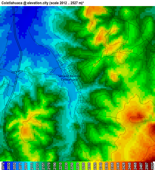 Coixtlahuaca elevation map