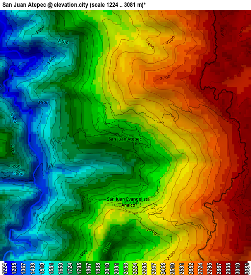 San Juan Atepec elevation map