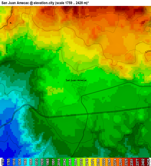 San Juan Amecac elevation map