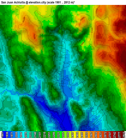 San Juan Achiutla elevation map