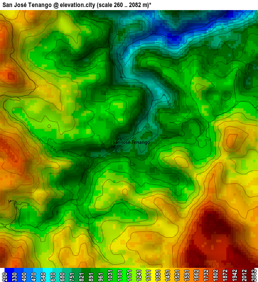 San José Tenango elevation map