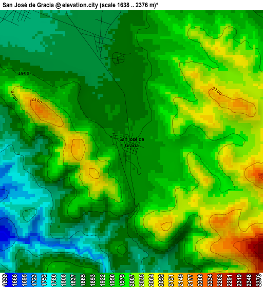 San José de Gracia elevation map