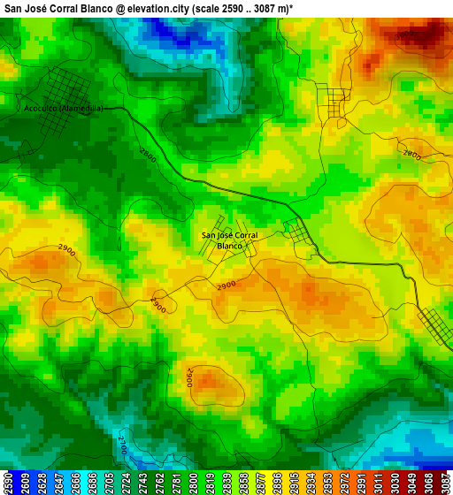 San José Corral Blanco elevation map