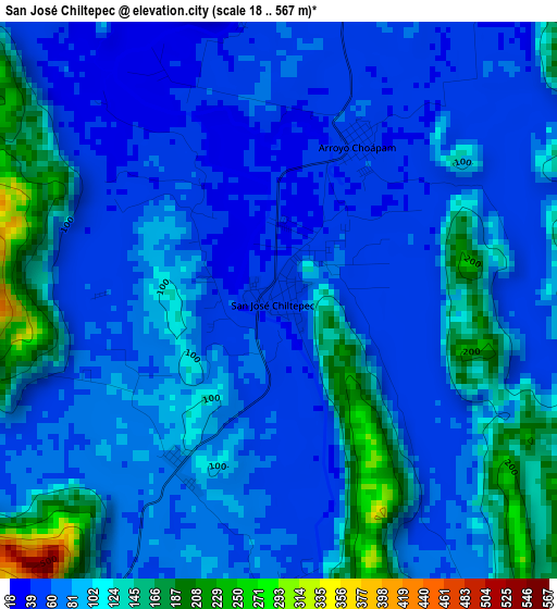 San José Chiltepec elevation map