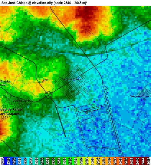 San José Chiapa elevation map