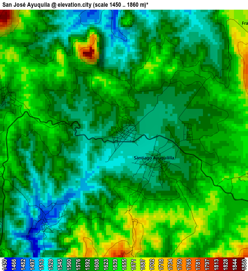 San José Ayuquila elevation map