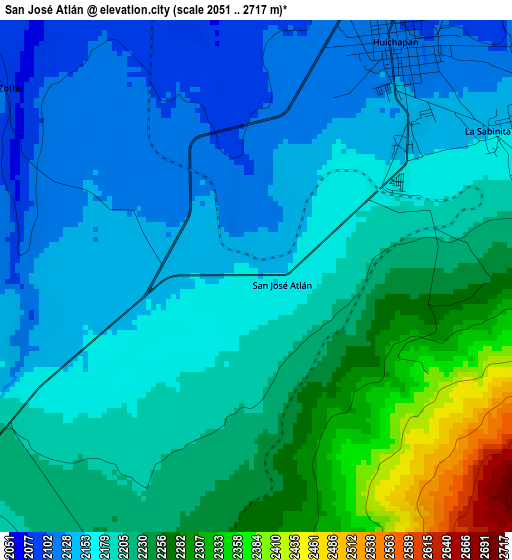 San José Atlán elevation map