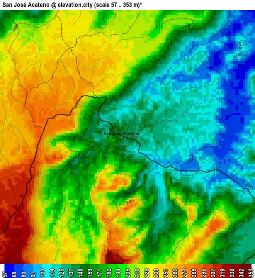 San José Acateno elevation map