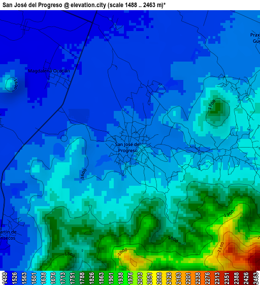 San José del Progreso elevation map