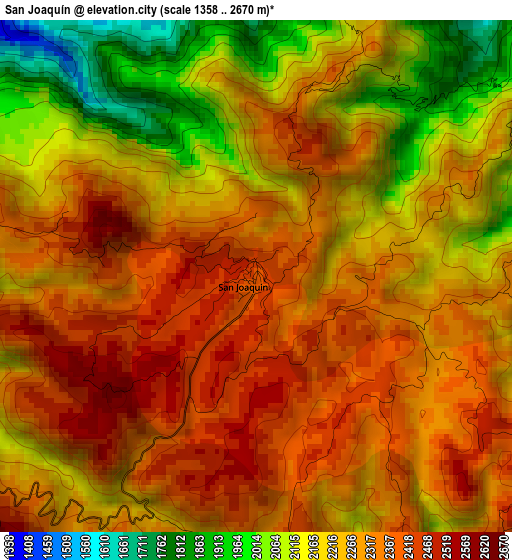 San Joaquín elevation map