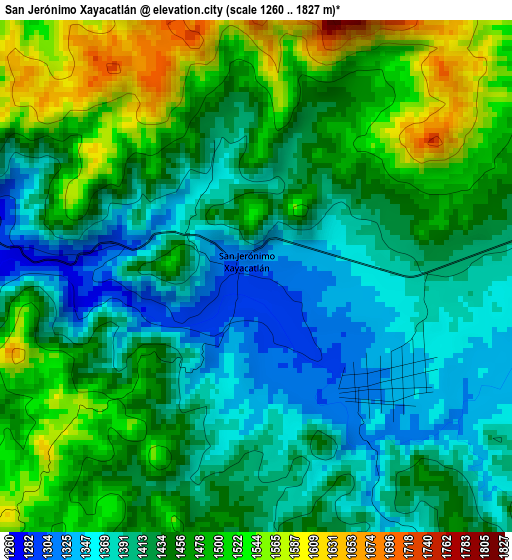 San Jerónimo Xayacatlán elevation map