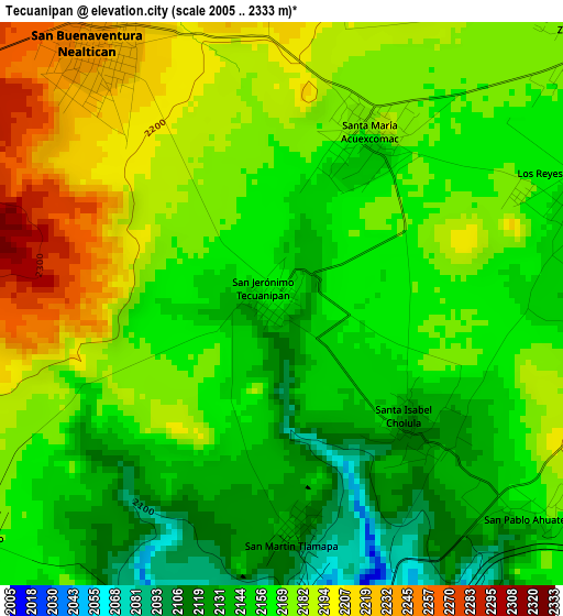Tecuanipan elevation map