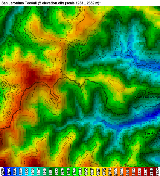 San Jerónimo Tecóatl elevation map