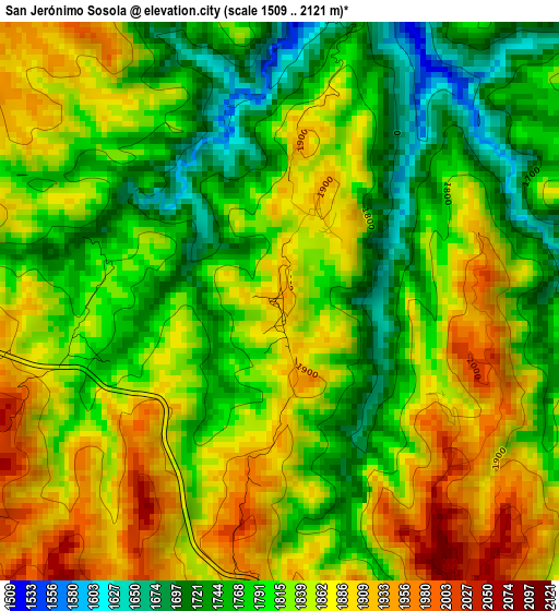 San Jerónimo Sosola elevation map