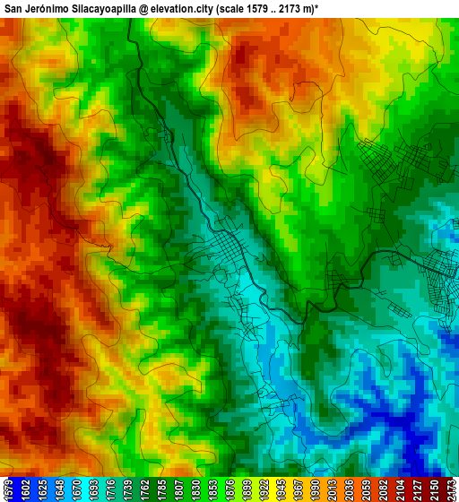 San Jerónimo Silacayoapilla elevation map