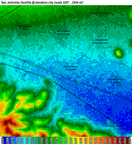 San Jerónimo Ocotitla elevation map