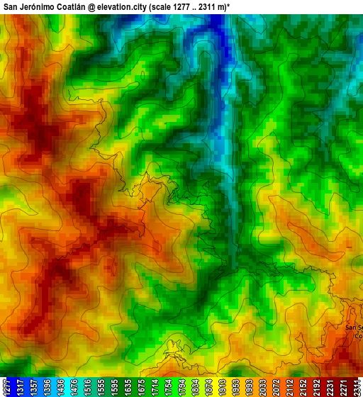 San Jerónimo Coatlán elevation map