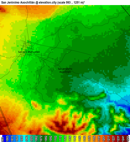 San Jerónimo Axochitlán elevation map