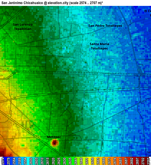 San Jerónimo Chicahualco elevation map