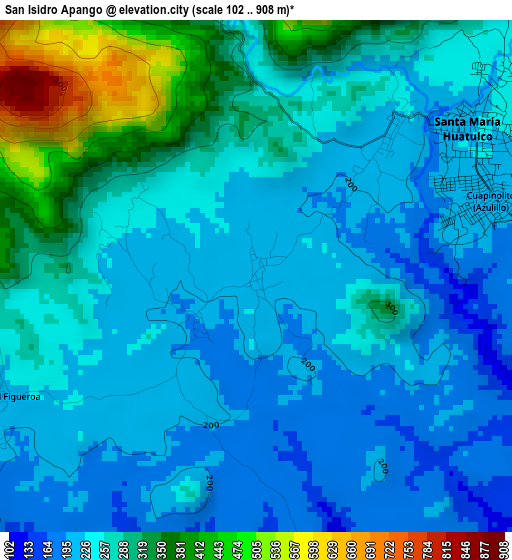 San Isidro Apango elevation map