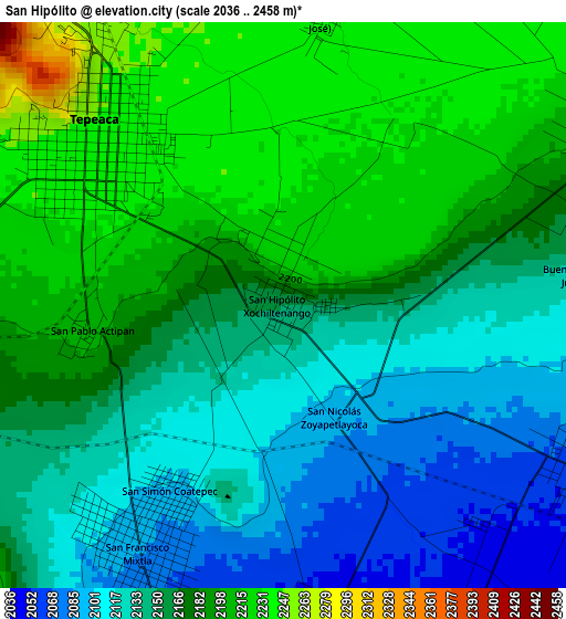 San Hipólito elevation map