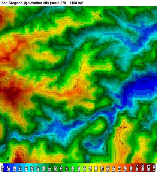 San Gregorio elevation map