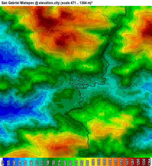 San Gabriel Mixtepec elevation map