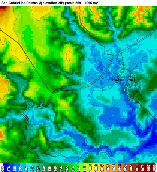 San Gabriel las Palmas elevation map