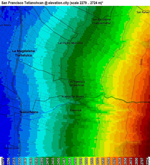 San Francisco Tetlanohcan elevation map