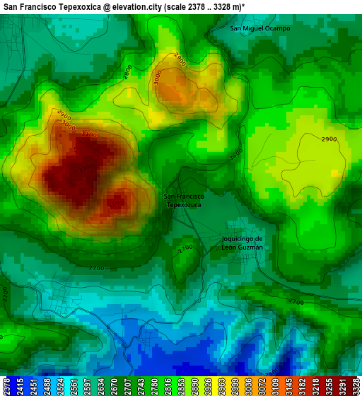 San Francisco Tepexoxica elevation map