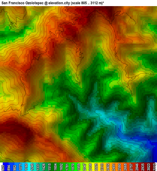 San Francisco Ozolotepec elevation map