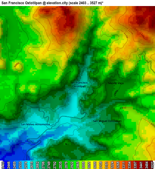 San Francisco Oxtotilpan elevation map