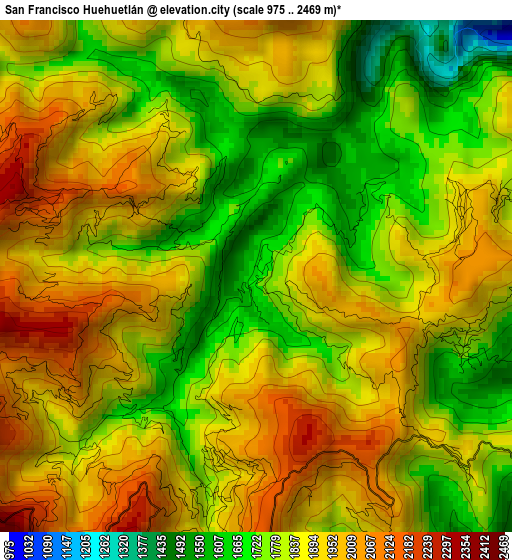 San Francisco Huehuetlán elevation map