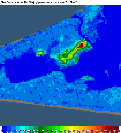 San Francisco del Mar Viejo elevation map