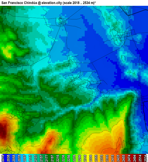 San Francisco Chindúa elevation map