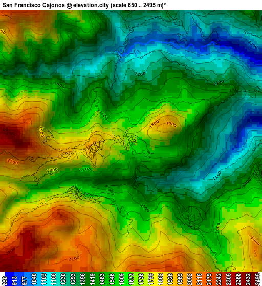 San Francisco Cajonos elevation map