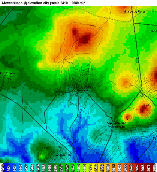 Atexcatzingo elevation map